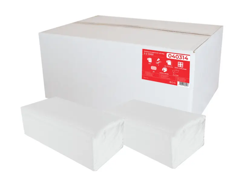 BM-Handtücher V-Falz 2-lagig 24x21 cm (2x16gsm) 3000 Stück Weiß