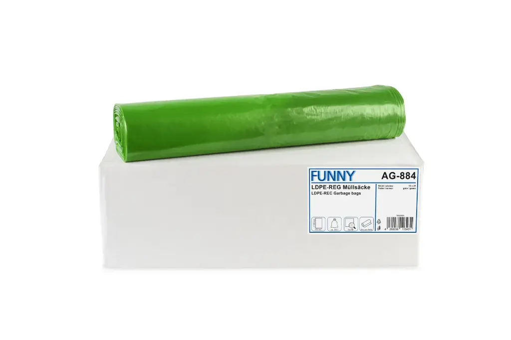 Funny 120 Liter LDPE-Regenerat Müllsäcke Grün Typ 60 700x1100 mm 250 Stück/Karton
