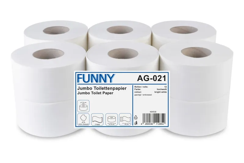 MINI Jumbo WC Papier, 2 lagig, 150 lfm, 12 Rolle im Pack