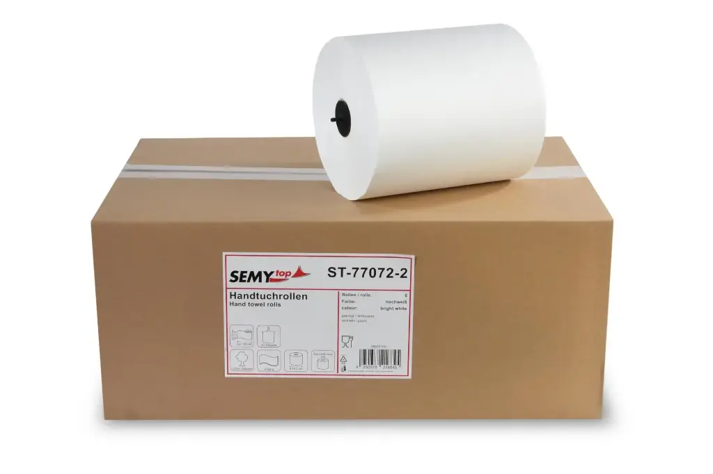 SemyTop 150 lfm Handtuchrolle Autocut 21 cm Hochweiß 2-lagig Ø 19 cm mit Adapter 6x1 Stück/Karton