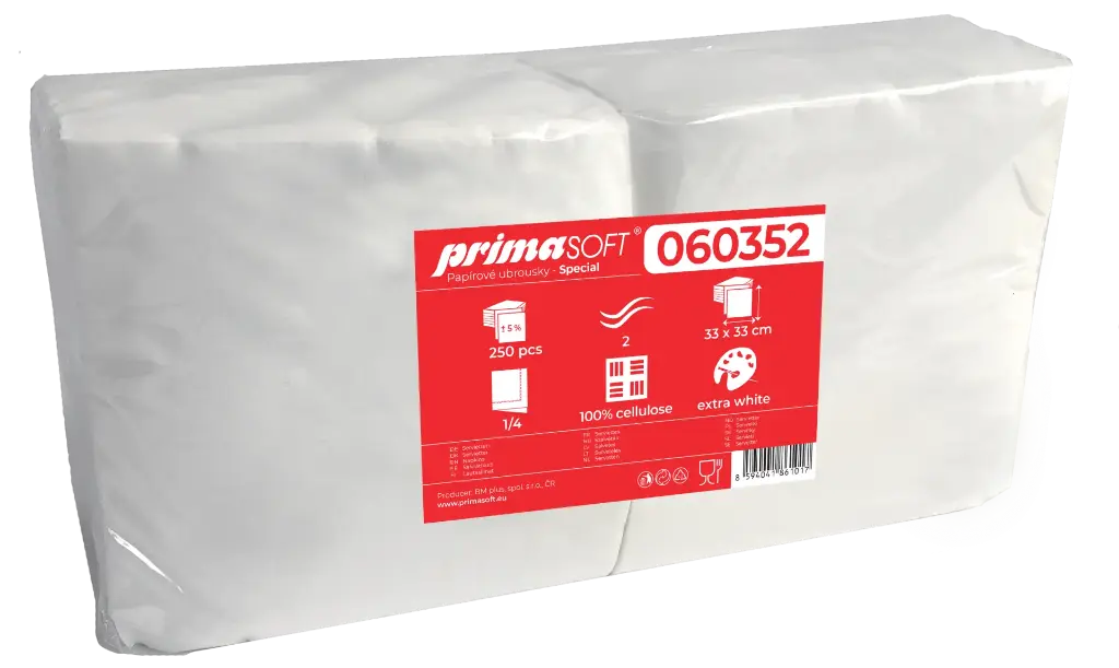 Servietten primaSoft Spezial,6x 250 Stück1/4, 33 x 33 cm, 2-lagig, weiß