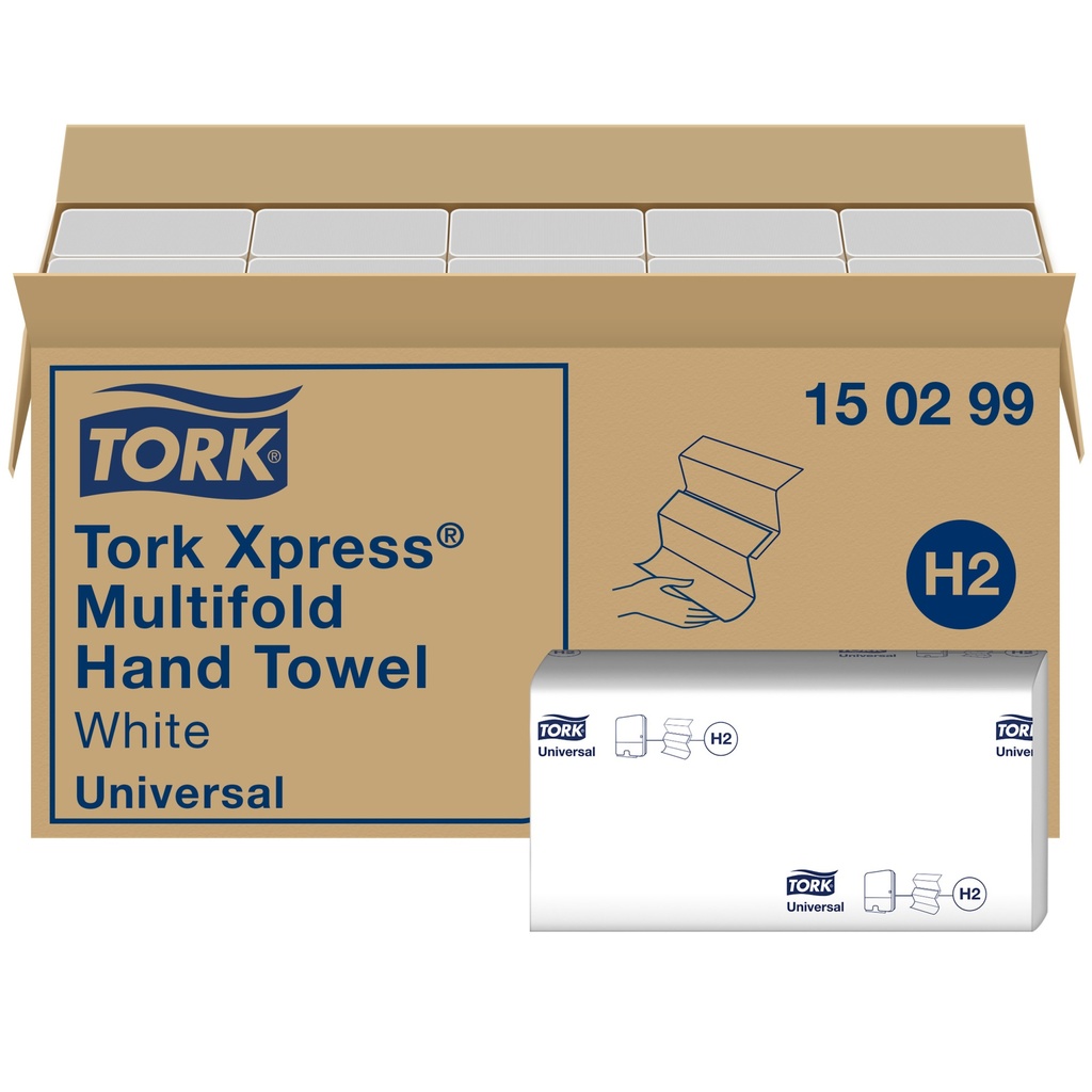 Tork Universal Multifold-Handtücher Weiß H2 (Z Falz) 32,4x21,3cm 20 Pak a 237 stk =4740 Stück