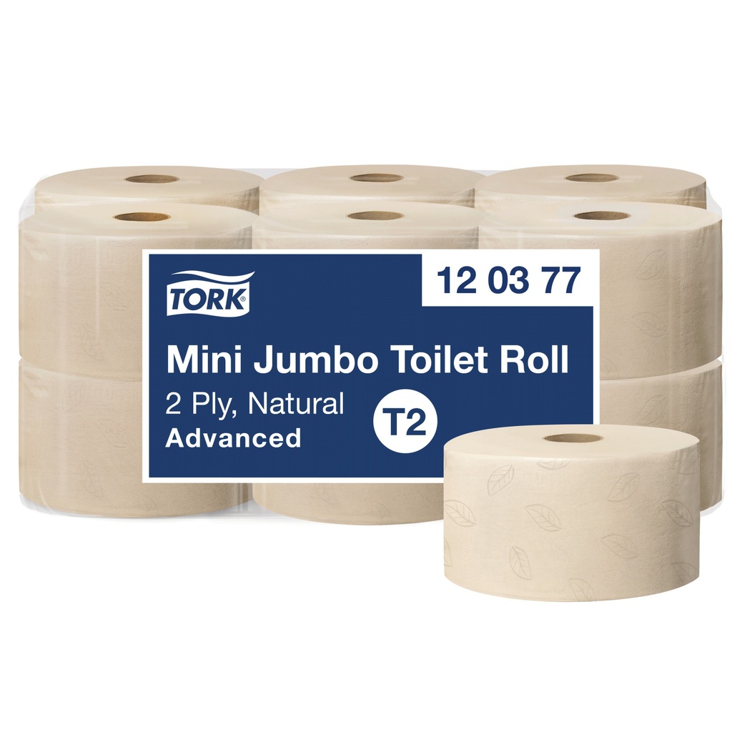 Tork Natur Mini Jumbo Toilettenpapier 2-lagig 9,4x20cm 850 Blatt d=18,8cm 12 Roll 170m