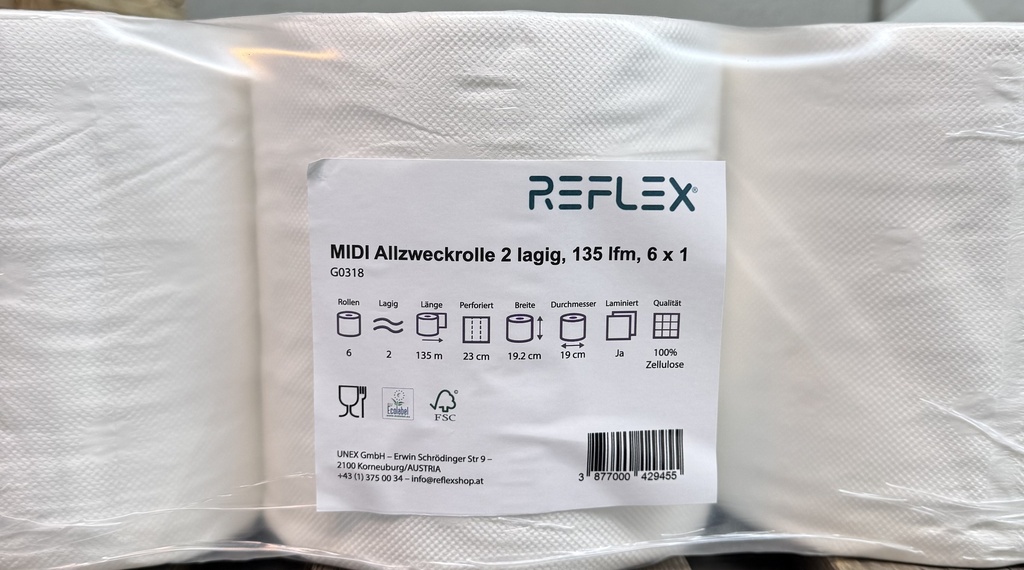  MIDI Allzweckrolle 2 lagig, 135 lfm  6 x 1