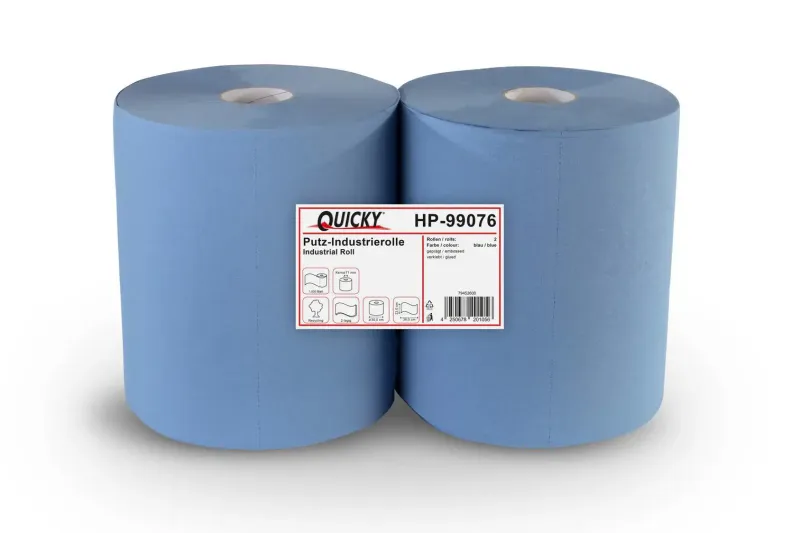 Industrierolle 33 cm, 2-lagig, recycling blau, 1.000 Blatt, 2 Rollen
