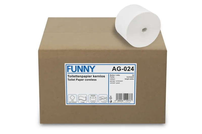  Toilettenpapier kernlos, 2-lagig, 900 Blatt, Ø 13 cm, Zellstoff weiß, 36 Rollen