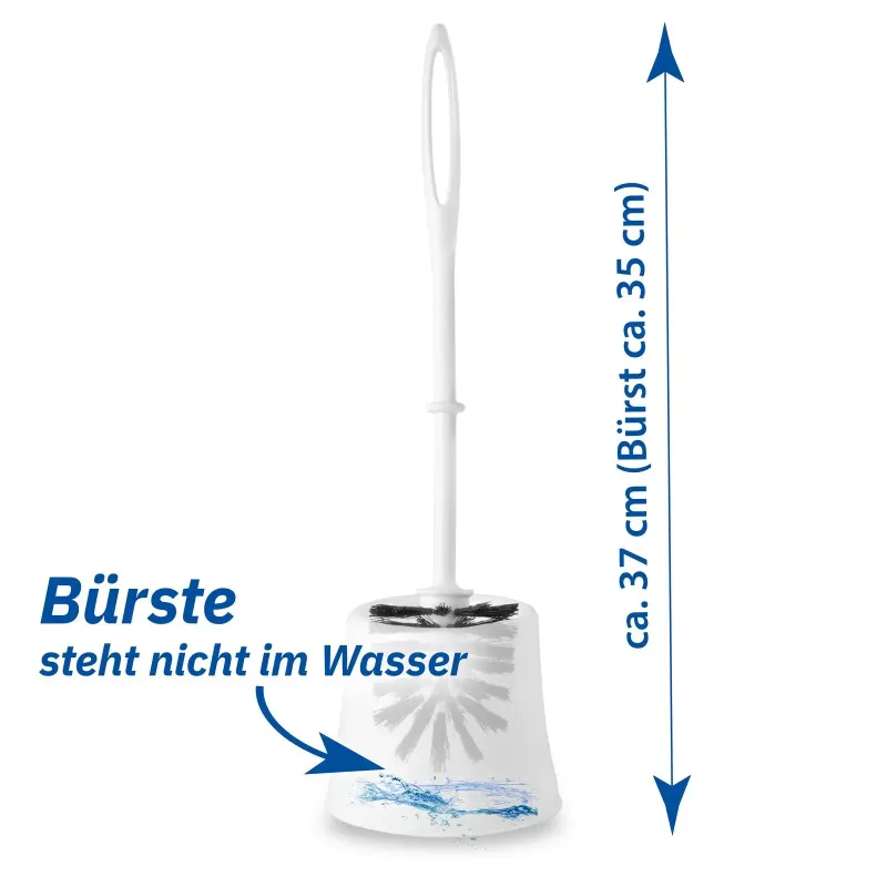 WC-Garnitur weiß, mit weißem Kunststoffstiel und schwarzem Bürstenkopf