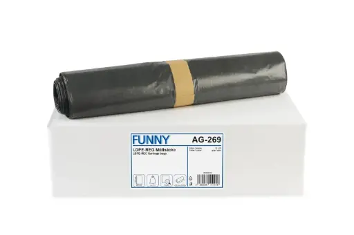 [AG269] Funny 70 Liter LDPE-Regenerat Müllsäcke Grau Typ 60 600x800 mm, 250 Stück/Karton