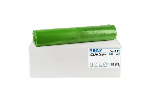 [AG884] Funny 120 Liter LDPE-Regenerat Müllsäcke Grün Typ 60 700x1100 mm 250 Stück/Karton