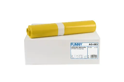[Ag883] Funny 120 Liter LDPE-Regenerat Müllsäcke Gelb Typ 60 700x1100 mm 250 Stück/Karton