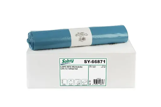 [SY66871] Sobsy 120 Liter LDPE-Regenerat Müllsäcke Blau Typ 60 700x1100 mm 250 Stück/Pack.