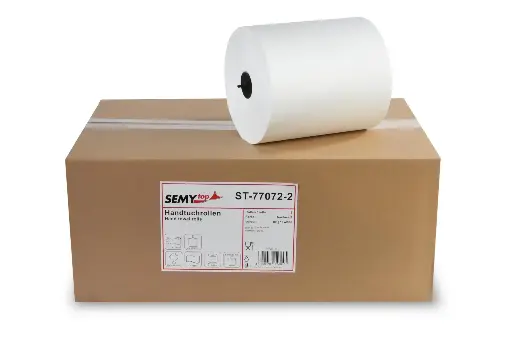 [St770722] SemyTop 150 lfm Handtuchrolle Autocut 21 cm Hochweiß 2-lagig Ø 19 cm mit Adapter 6x1 Stück/Karton