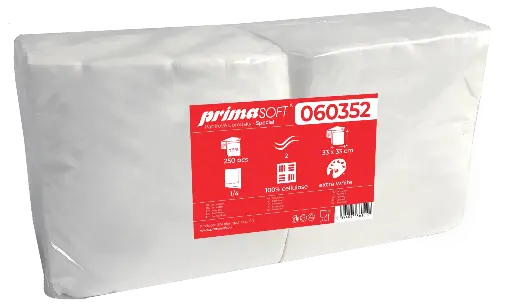 [060352] Servietten primaSoft Spezial,6x 250 Stück1/4, 33 x 33 cm, 2-lagig, weiß