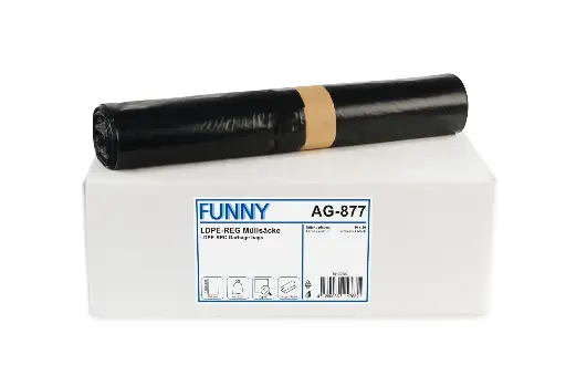 [AG-877] Müllsäcke Schwarz 120 Liter LDPE-Regenerat  Typ 60/ 700x1000 mm 200 Stück/Karton