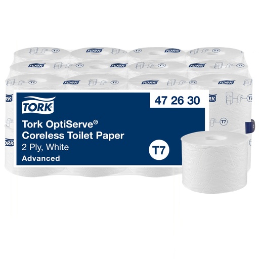 [472630] Tork OptiServe® Hülsenloses Midi Toilettenpapier 2-lagig Weiß T7 System  a 820 Blatt 24 Roll