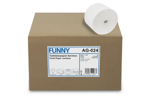 [AG-024]  Toilettenpapier kernlos, 2-lagig, 900 Blatt, Ø 13 cm, Zellstoff weiß, 36 Rollen
