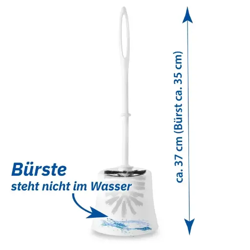 [ST-2081] WC-Garnitur weiß, mit weißem Kunststoffstiel und schwarzem Bürstenkopf