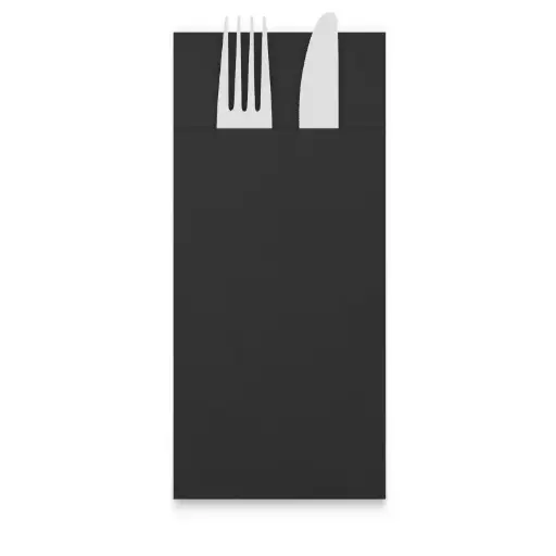 [HP-99259] Servietten  Airlaid-Bestecktaschen 32 x 40 cm, schwarz, 1/8-Falz, 25 x 50 =1250 Stück