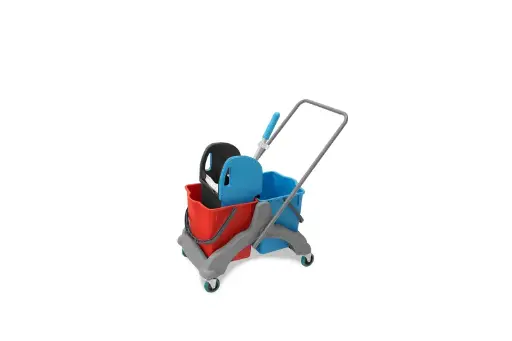 [ST-2003] Doppelfahrwagen mit 2 x 25 l Eimer und Kunststoffpresse