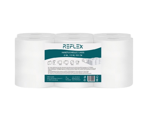 [G0308] Midi Handtuchrolle 2-lagig 100Lfm  Weiß 6x1 Stück/Pack.